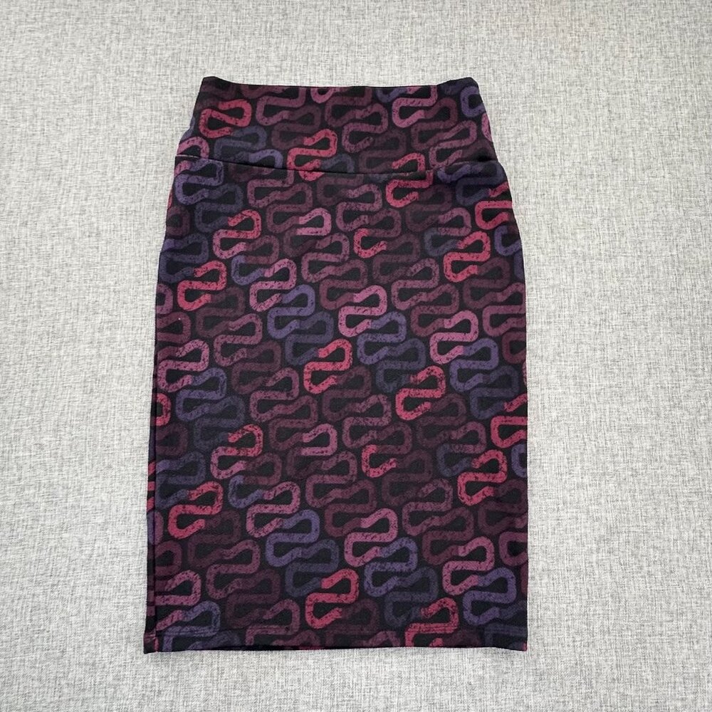 LuLaRoe Pencil Skirt XS Stretchy Polyester & Spandex Lightweight Purple Pink Bla